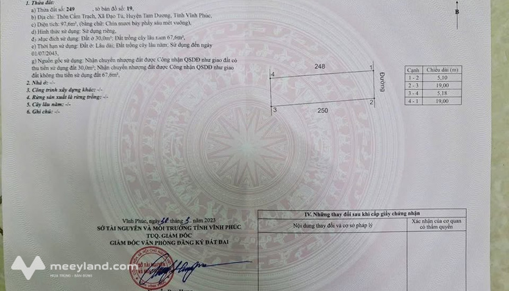 Đất vàng Tam Dương, rinh ngay, khu công nghiệp sát nách, đường thông tứ phía