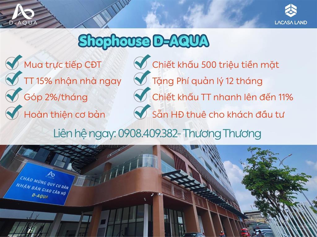 Shophouse d aqua mua trực tiếp cđt, chiết khấu 11%, tặng 500 triệu, góp 2%/tháng chỉ từ 7 tỷ/căn