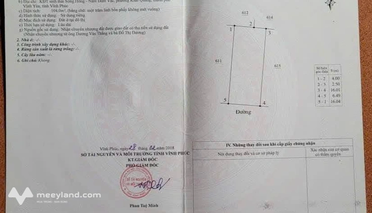 Đất vàng khu B Nam Đầm Vạc, lô góc 104m2, mặt tiền 6,5m, hướng tây nam - giá hời