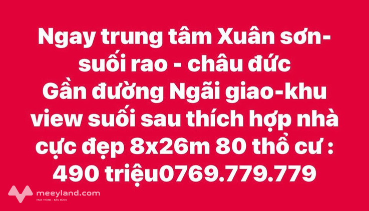 Đất thổ cư 8m x 26m tại Xuân Sơn, Châu Đức, gần đường Ngãi Giao, giá 490 triệu
