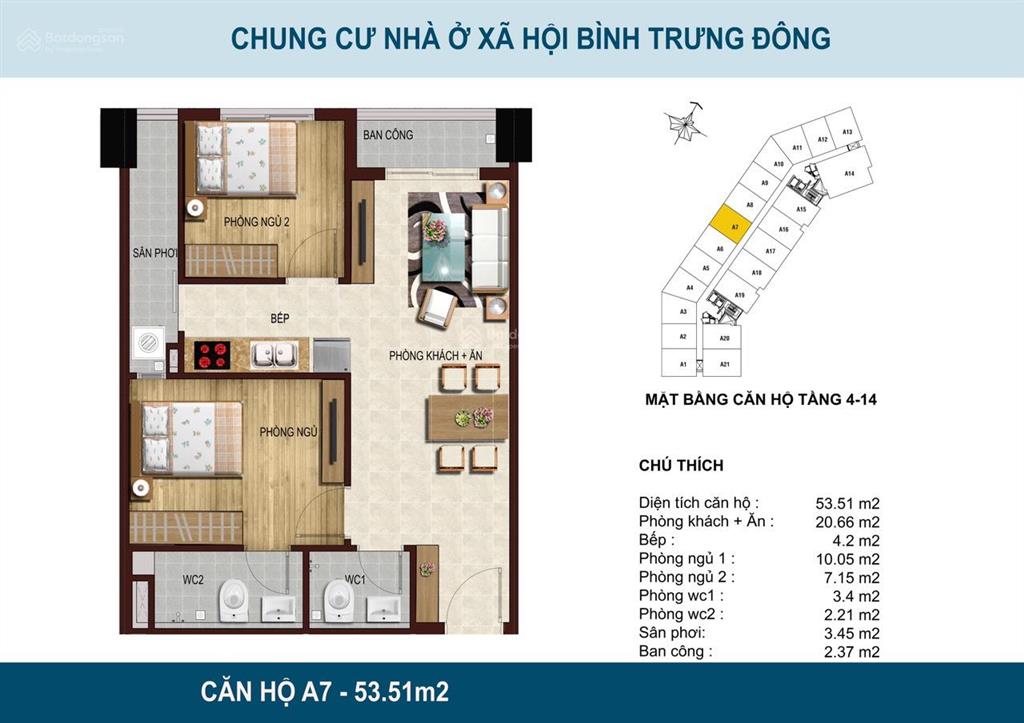 Suất thanh lý giá tốt tại hqc bình trưng đông, 54m2, 2pn, giá 2.7 tỷ
