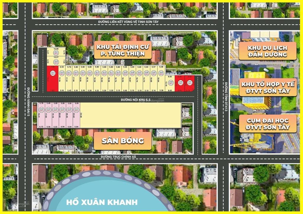 Lk06 tùng thiện sơn tây 100m² full thổ cư hạ tầng đẹp đồng bộ, giá chỉ 1,65 tỷ