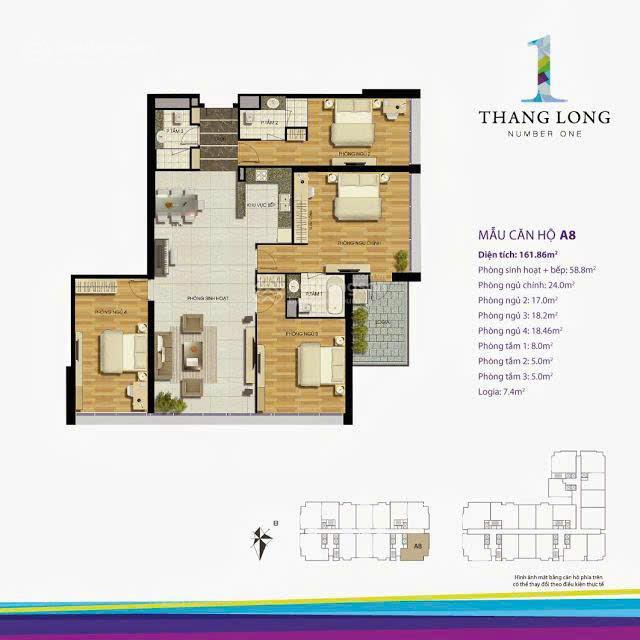 Nhà em bán lại căn hộ 162m², 4pn góc view đẹp tòa a thăng long number one. 0888 486 ***.
