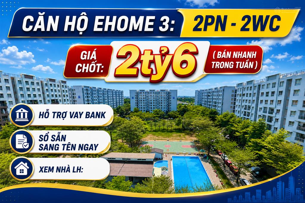 Bán căn 64m² (2pn2wc) giá 2,6 tỷ (giá chốt) hỗ trợ vay ngân hàng