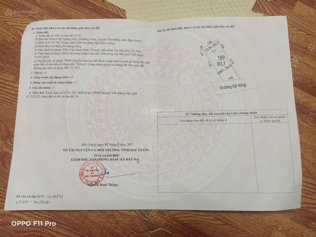 Chỉ hơn 1 tỷ có ngay lô đất tại thôn việt thắng núi, gần kcn đồng phúc, giá tốt