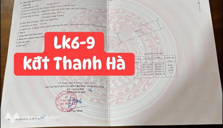 Bán gấp LK69 khu đô thị Thanh Hà, Hà Nam, mặt tiền 5m, giá rẻ hơn 200 triệu