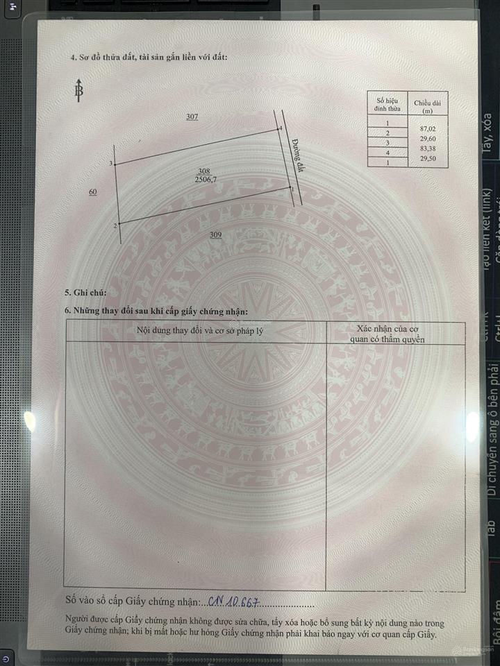 Tôi chính chủ do cần tiền bán lỗ lô đất với diện tích rất lớn 2.506,7m2. với giá 390 triệu