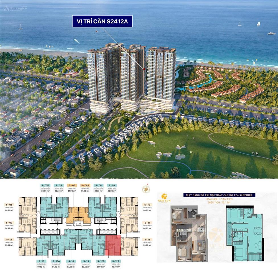Căn 2 pn tầng cao diện tích 79,1 m2 view biển giá chỉ 5,4 tỷ bàn giao nội thất cao cấp