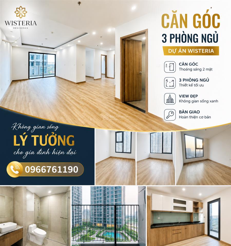 Cần bán căn góc 3n diện tích 114m2 dự án the wisteria đường 32 hoài đức. giá 8,1 tỷ. 0966 761 ***