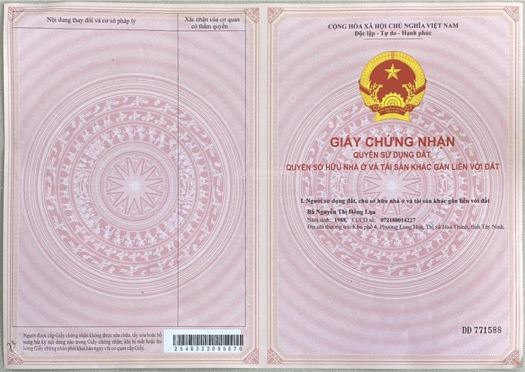 Cần bán đất giá 5,250 tỷ vnd tại phường ninh thạnh, tây ninh