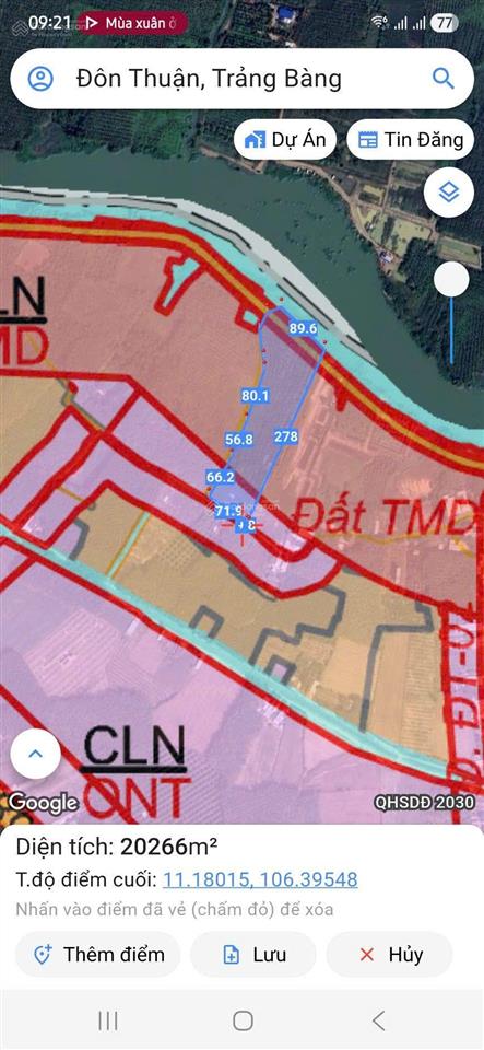 Bán 16.000m2 đất 2 mặt tiền sông sg và đường qh tmdv và ont thuận tiện bến bãi!