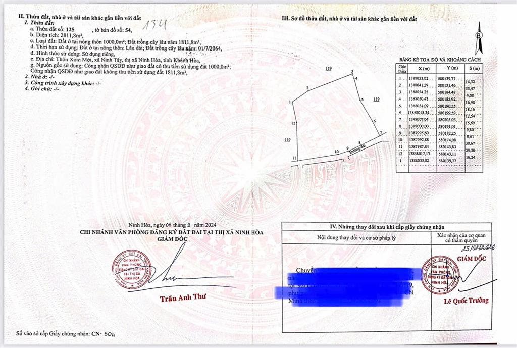Cần bán lô đất ont thôn xóm mới, xã tây ninh hòa, dt 2.811 m2