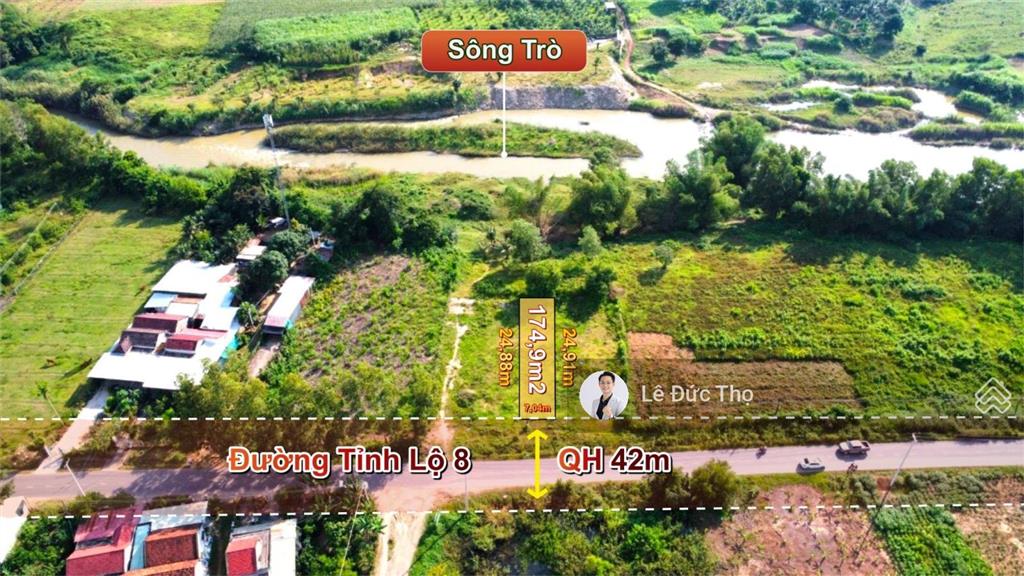 Bán đất full thổ mặt tiền tỉnh lộ 8, view sông, diện tích 175m2 ngang 7m. giá chỉ 1,2 tỷ