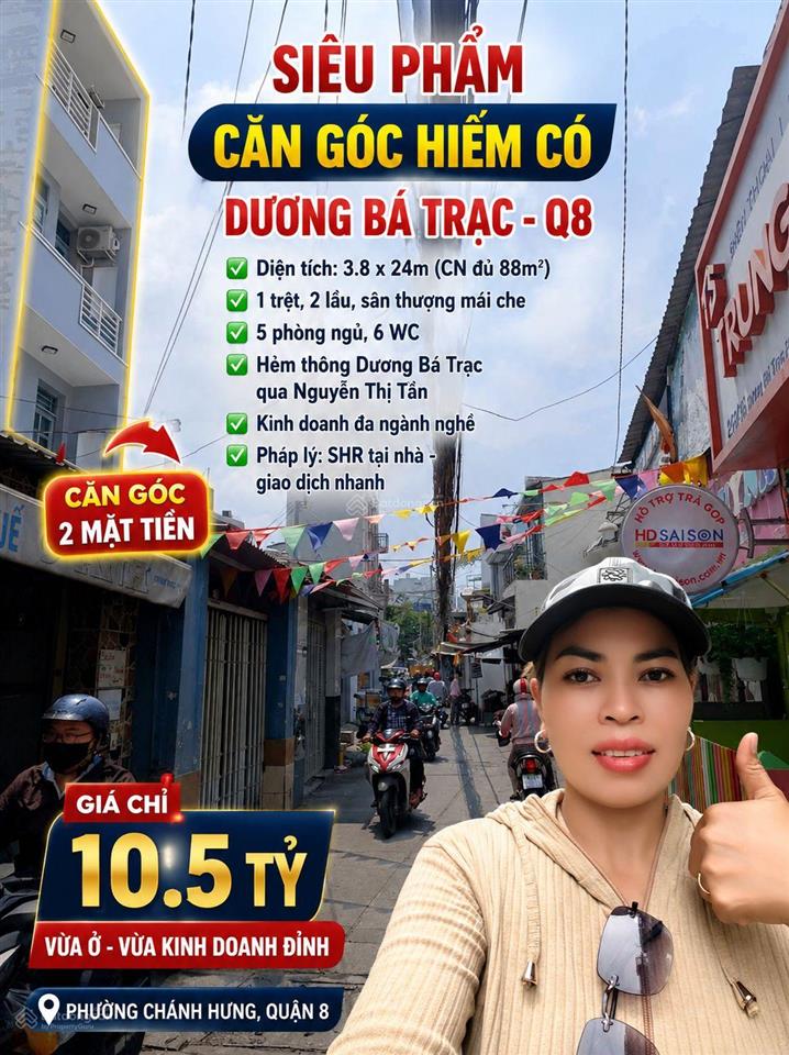 Siêu phẩm căn góc 4 tầng 88m², mt hẻm dương bá trạc q8 vừa ở vừa kinh doanh đỉnh