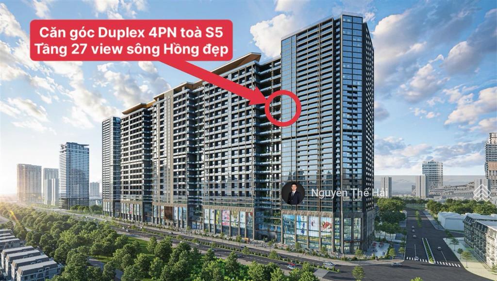 Căn góc duplex 4pn tòa s5, tầng 27 view sông hồng, có bể bơi riêng, giá 58 tỷ, noble crystal tây hồ