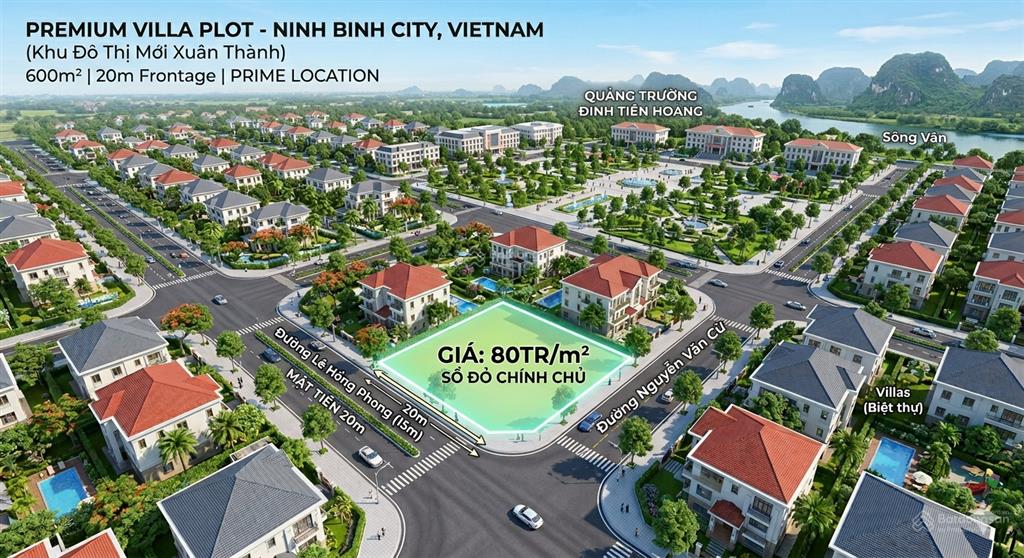 Siêu phẩm đất biệt thự phố đinh tiên hoàng ngay quảng trường đăng đạo (quảng trường 2) tp. nb