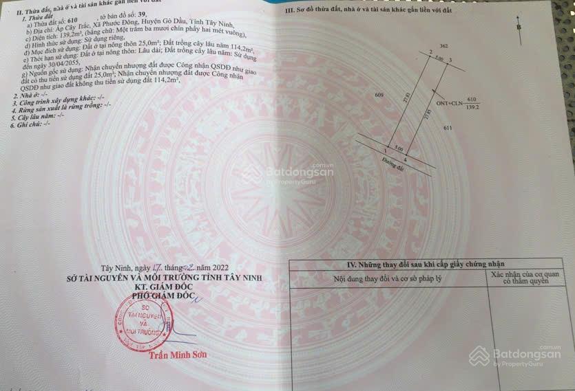 Chính chủ bán đất tại xã phước đông, huyện gò dầu, tây ninh cũ, giá tốt 495 triệu, 139,2m²