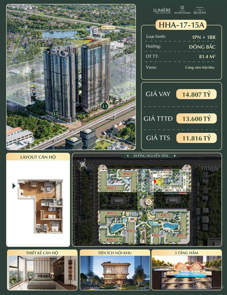 Hha1715a sở hữu căn 1pn+ giá tốt nhất phân khu the bloom lumière