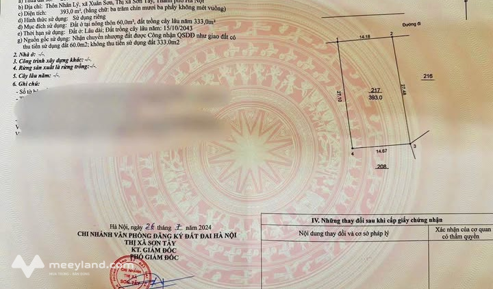 Bán đất phường Tùng Thiện – Sơn Tây - Diện tích gần 400m²