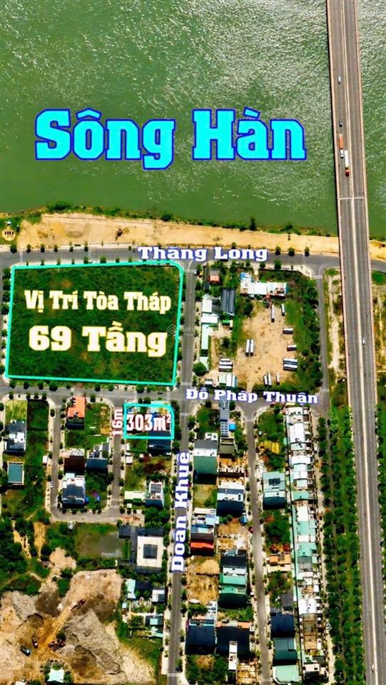 Siêu phẩm góc 2mt sông hàn đường doãn khuê và đỗ pháp thuận. 303m2 xây cao tầng