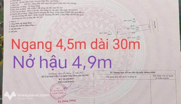 Bán đất nền giá tốt tại xã Đào Hữu Cảnh, Châu Phú, An Giang