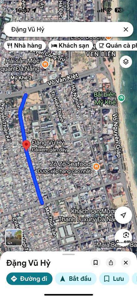 Bán lô đất đẹp kiệt ô tô 5m đặng vũ hỷ, sơn trà 122m2 giá 10,8 tỷ