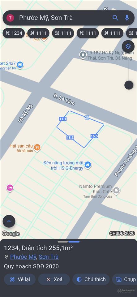 Bán đất góc 2 mặt tiền hồ nghinh + lê lâm. 247m2. ngang 11m