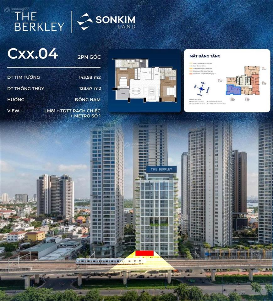 Căn hộ the berkley 2pn góc trục 04 (diện tích lớn nhất 143,5m2) giá 21,3 tỷ (bao gồm vat)