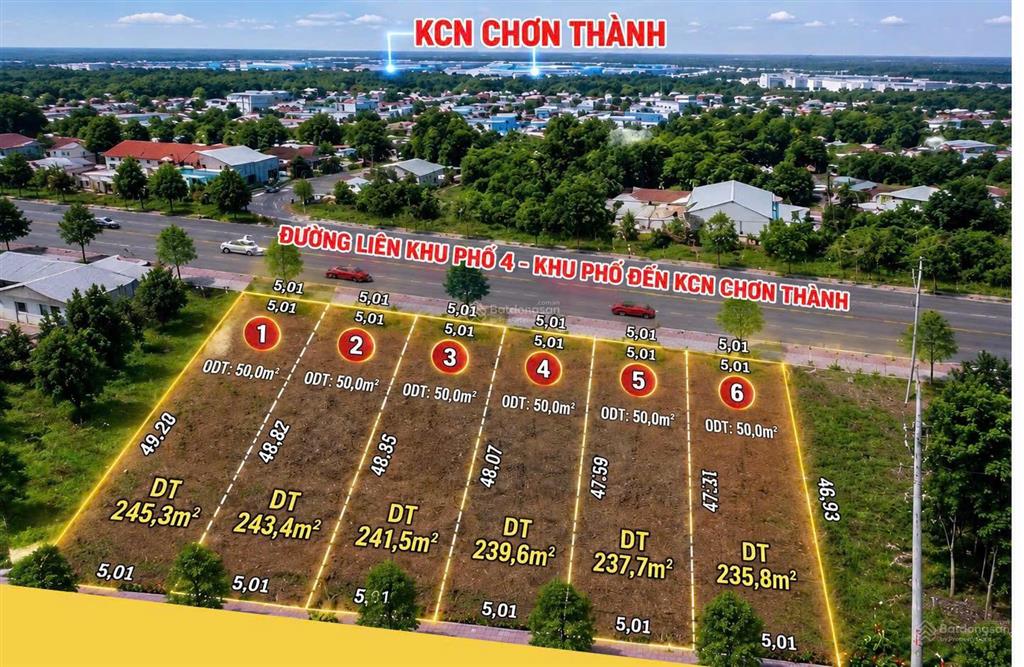 Đất tt chơn thành dt 248m² p. minh hưng gần 4 kcn, dân cư đông đúc, giá 850tr(tp đồng nai mới)