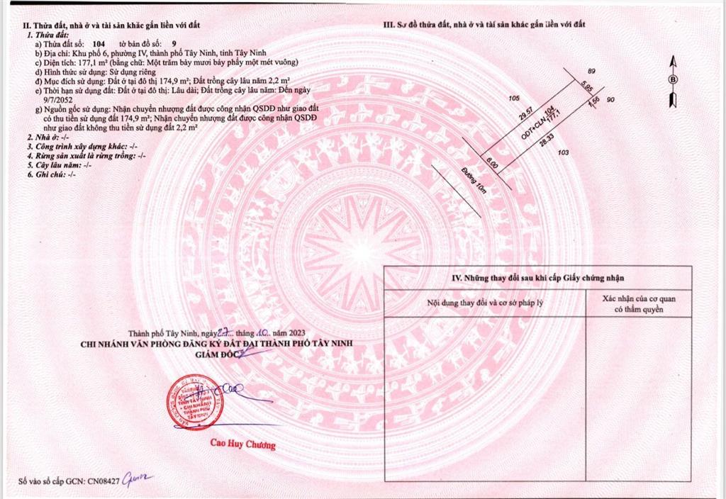 Cần bán gấp đất ngay trung tâm, có thổ cư tại tây ninh, giảm mạnh cho người thiện chí