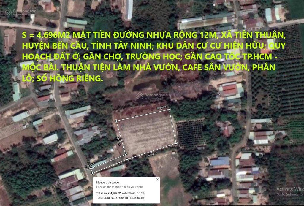 850 nghìn/m2! bán nhà và đất diện tích 4696m2 (có 714m2 đất ở 01 căn nhà 50m2), mặt tiền đường nhựa