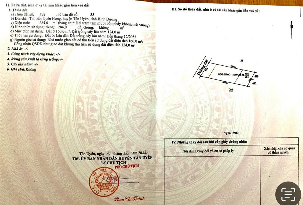 Đất chính chủ bán, đường nhựa khu dân cư quy hoạch mới cách dt746 200m