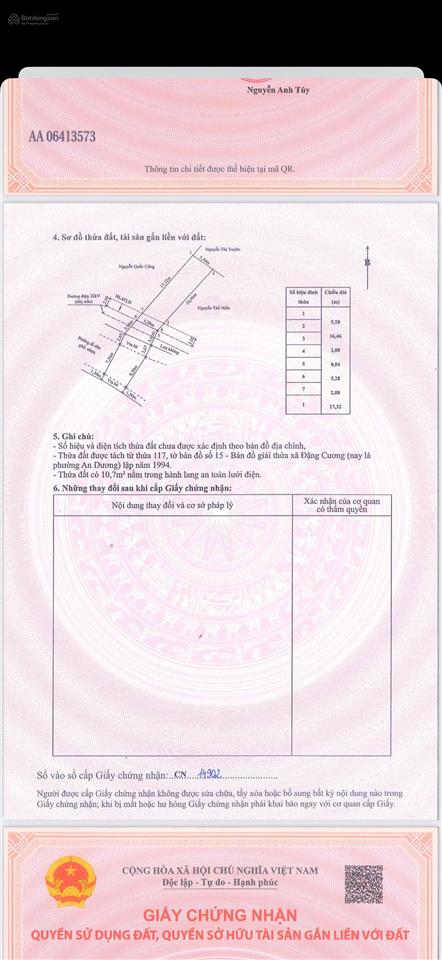 Chính chủ nhà em cần bán gấp lô đất 100m2, đặng cương, đường trục chính hơn 10m