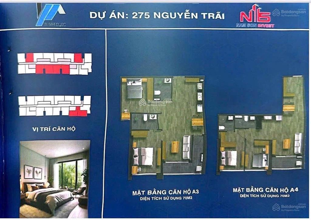 Chính chủ, bán căn hộ thương mại bộ công an 275 nguyễn trãi dt 70m² giá 4.9 tỷ bao phí sang tên