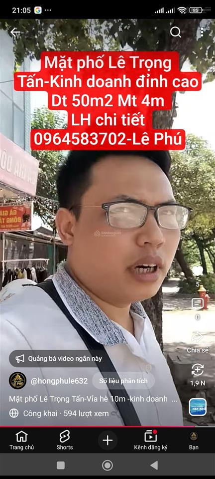 Bán đất mặt đường lê trọng tấn vỉa hè 10m hơn 15 tỷ