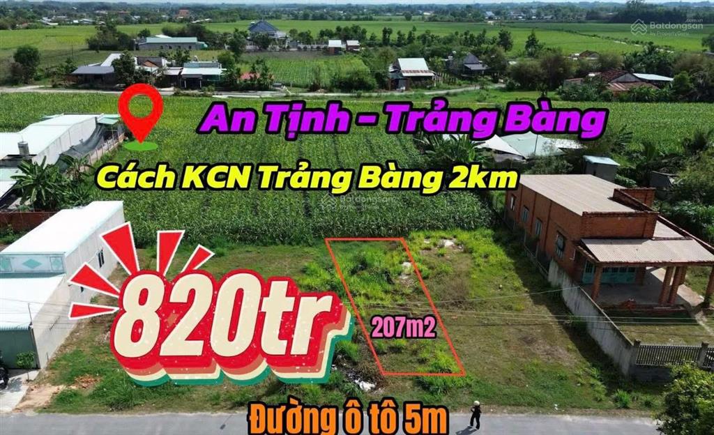 Bán đất tại 1/đặng văn trước, trảng bàng, 820 triệu, 207m2, chính chủ, giá tốt