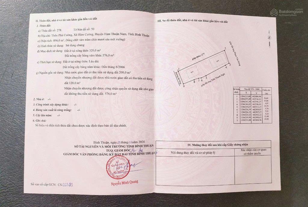 Đất đẹp phan thiết 896m2 320m2 thổ cư gần ql1a cao tốc 1km chỉ 3tr/m2