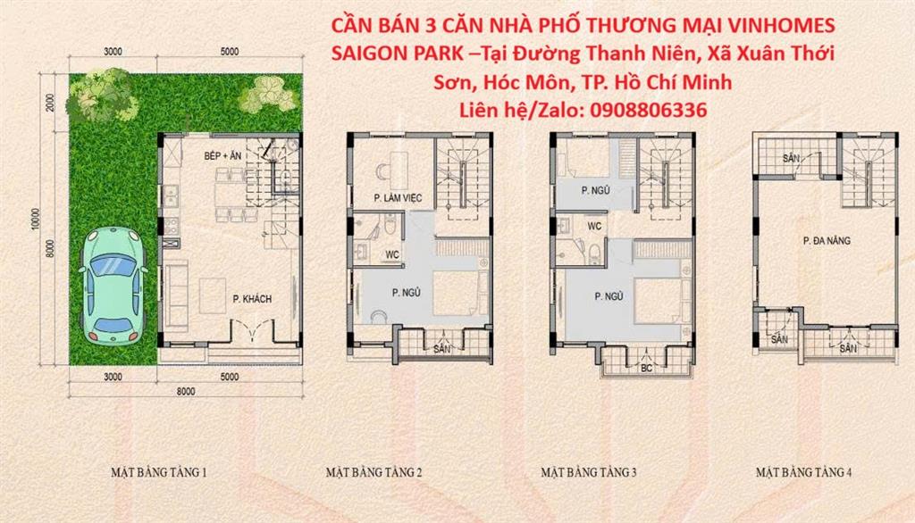 CẦN BÁN 3 CĂN NHÀ PHỐ THƯƠNG MẠI VINHOMES SAIGON PARK –Tại Đ. Thanh Niên, X.Xuân Thới