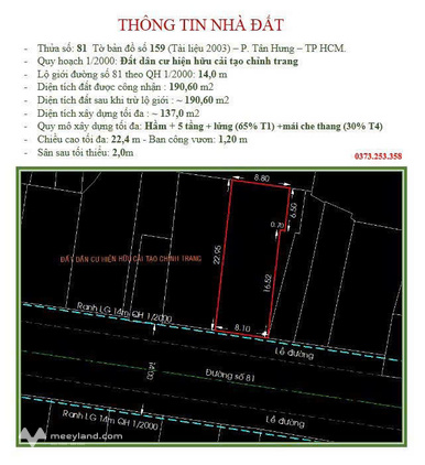 Nhà diện tích 8,1m x 23m, 191m2 đường 81, phường Tân Quy, Quận 7, giá tốt