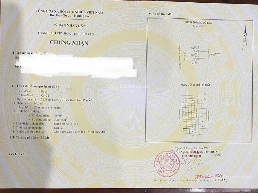 Bán đất mặt tiền hùng vương vị trí đẹp kinh doanh xã bình kiến, thành phố tuy hòa, tỉnh phú yên