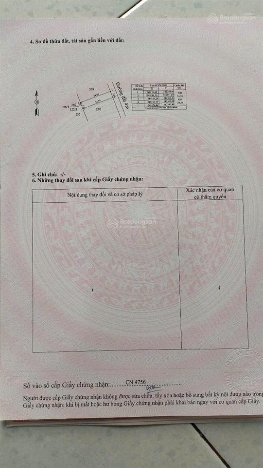 Chính chủ cần bán đất cầu khởi dương minh châu tây ninh 122.9mv full thổ cư