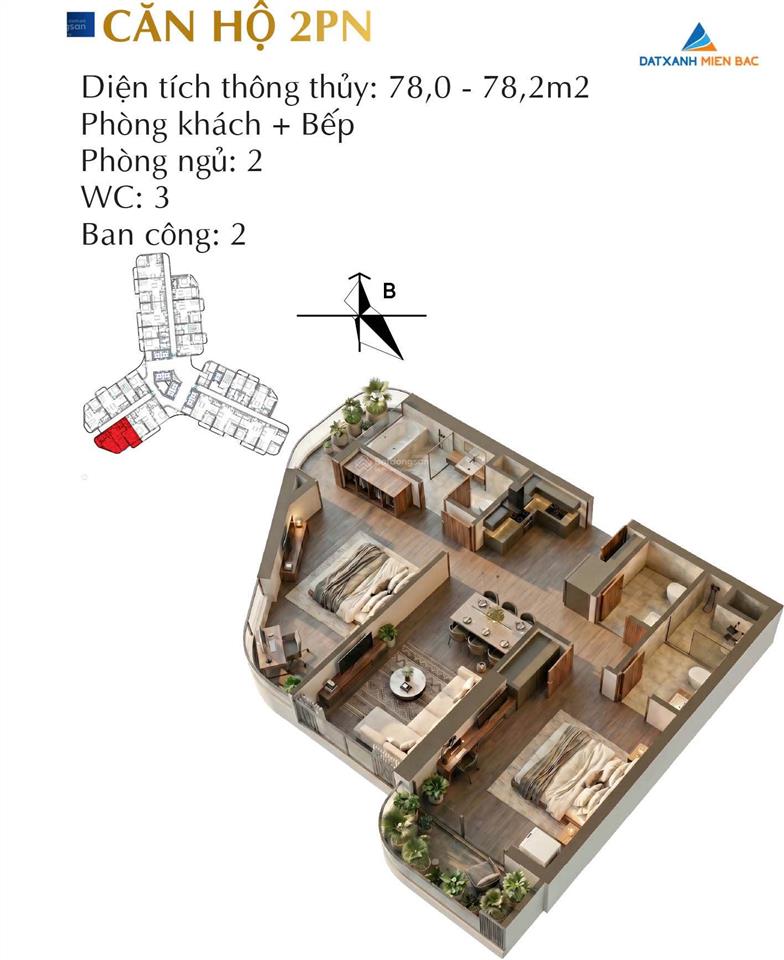 Bán căn hộ 2 phòng ngủ vân bay vân đồn