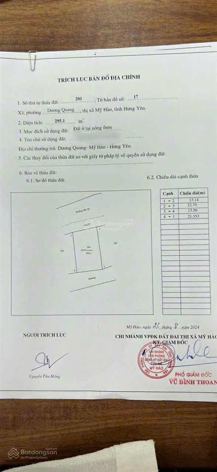 Thổ cư 295m2 f0 f0 view sông duy nhất tại dương quang