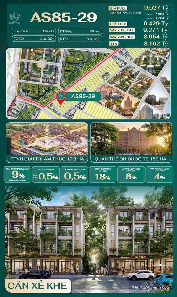 Căn liền kề xẻ khe ngang 8m giáp công viên chiết khấu 18% dòng giãn xây