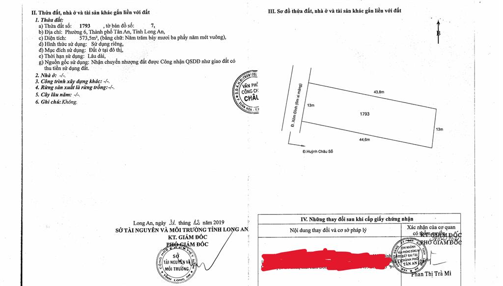 Thửa đất số 1793, tờ bản đồ số 07, p. long an, t. tây ninh
