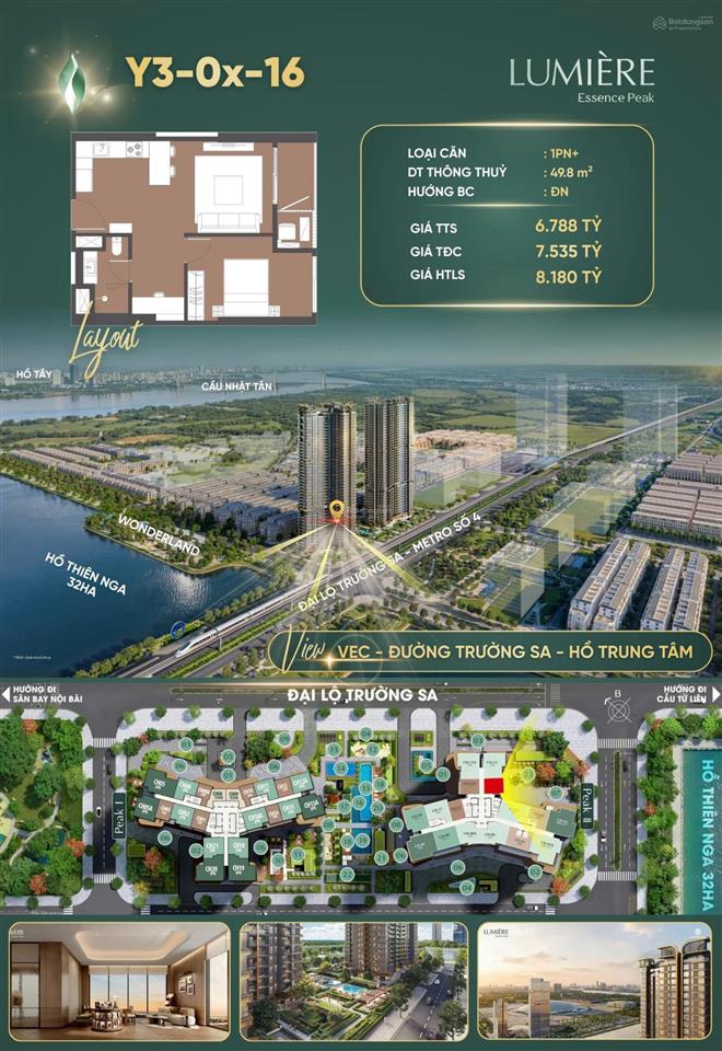 Căn 1+ view hồ của hiếm tòa peak2, giá chỉ hơn 6 tỷ tầm view hiếm dòng tiền 68%, 0946 455 ***
