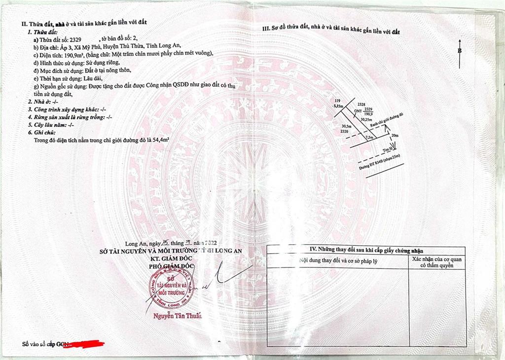 Bán đất chính chủ ngay ngã tư mỹ phú (kết nối đường vành đai thành phố tân an)