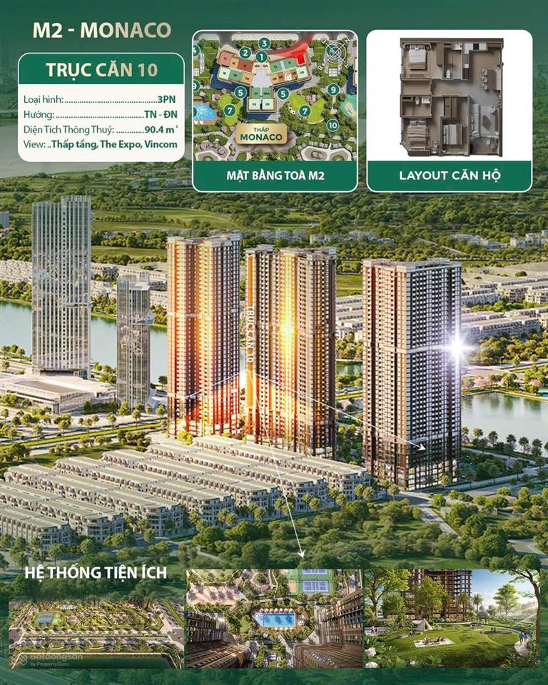 Hàng vip 3 ngủ mik cổ loa siêu vip, tòa m2 monaco, hướng đông nam