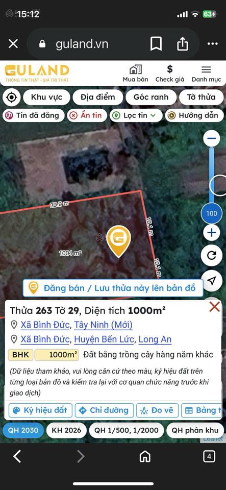 Cơ hội đầu tư sinh lời siêu phẩm làm nhà vườn 1.000m² tại xã bình đức, bến lức, long an