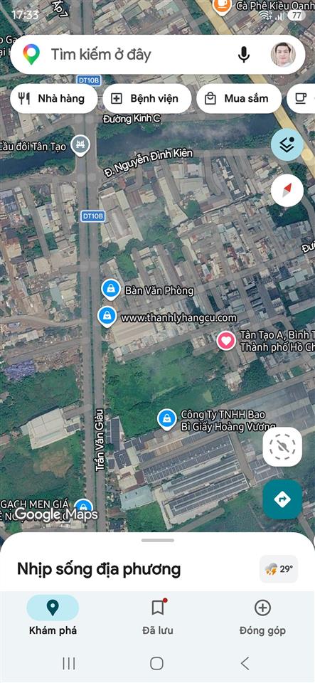 Bán đất thổ cư ngay trần văn giàu đi vào hẻm xe hơi mặt tiền 8m